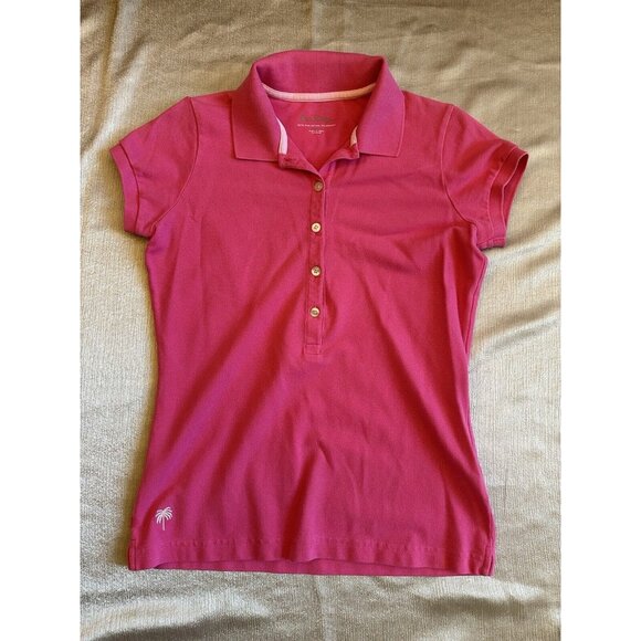 Lilly Pulitzer Polo‎ Women's Small Pretty Pink Preppy Button Pima Cotton Golf - Picture 1 of 7
